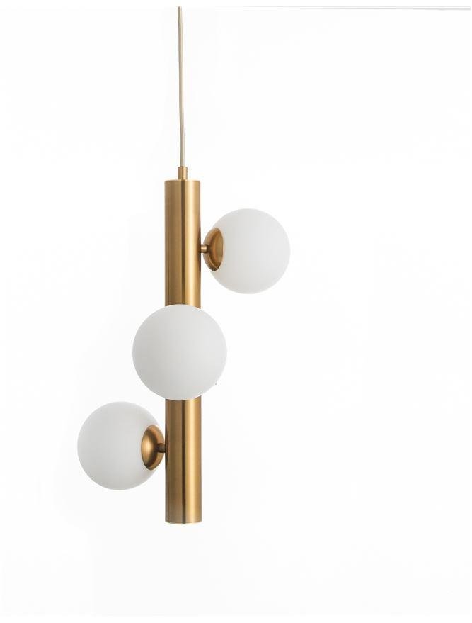 NV 9724581 Závěsné svítidlo JAKLIN opálové sklo antický mosazný kov zlatý kabel G9 3x5W 230V IP20 bez žárovky - NOVA LUCE