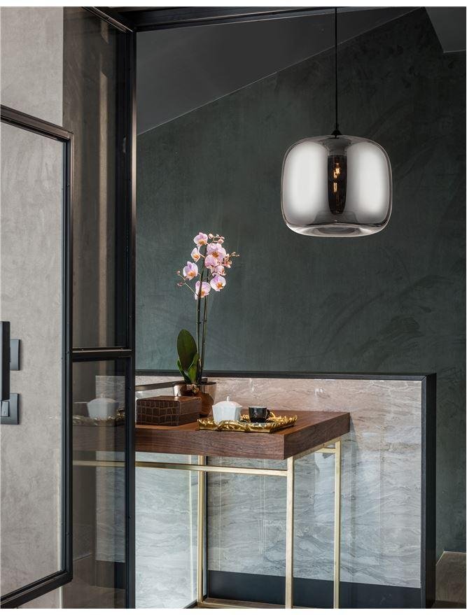 NV 9726483 Závěsné svítidlo SAVAZ chromové sklo černý kov černý kabel E27 1x12W 230V IP20 bez žárovky - NOVA LUCE