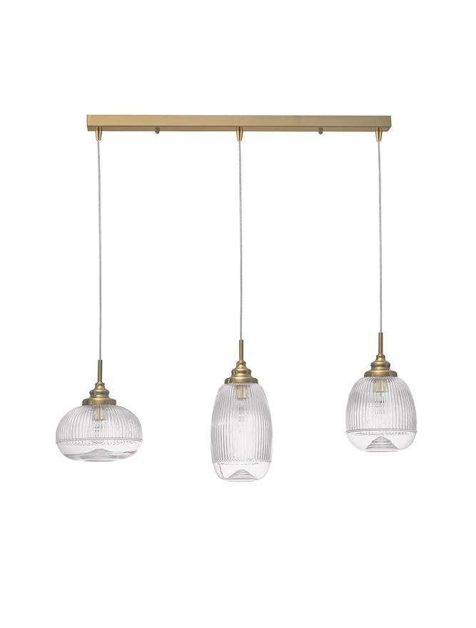 Levně NV 9731216 Závěsné svítidlo MOND saténový zlatý kov čiré sklo E14 3x5W 230V IP20 bez žárovky - NOVA LUCE