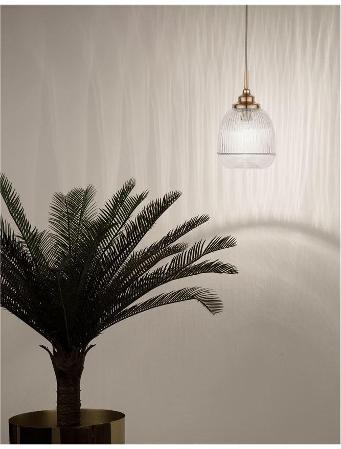 NV 9738210 Závěsné svítidlo MOND saténový zlatý kov čiré sklo E14 1x5W 230V IP20 bez žárovky - NOVA LUCE