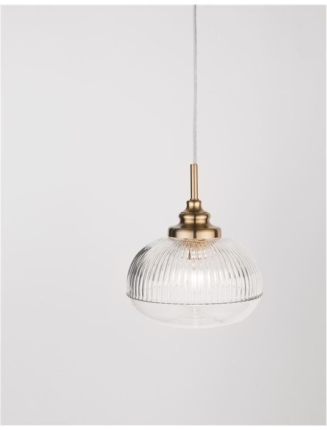 NV 9738211 Závěsné svítidlo MOND saténový zlatý kov čiré sklo E14 1x5W 230V IP20 bez žárovky - NOVA LUCE