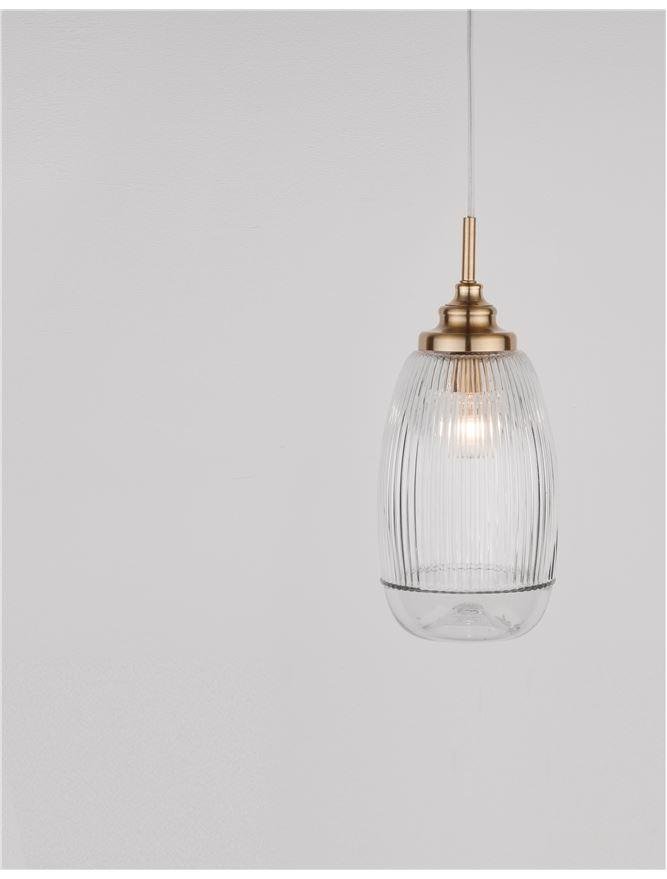 NV 9738212 Závěsné svítidlo MOND saténový zlatý kov čiré sklo E14 1x5W 230V IP20 bez žárovky - NOVA LUCE