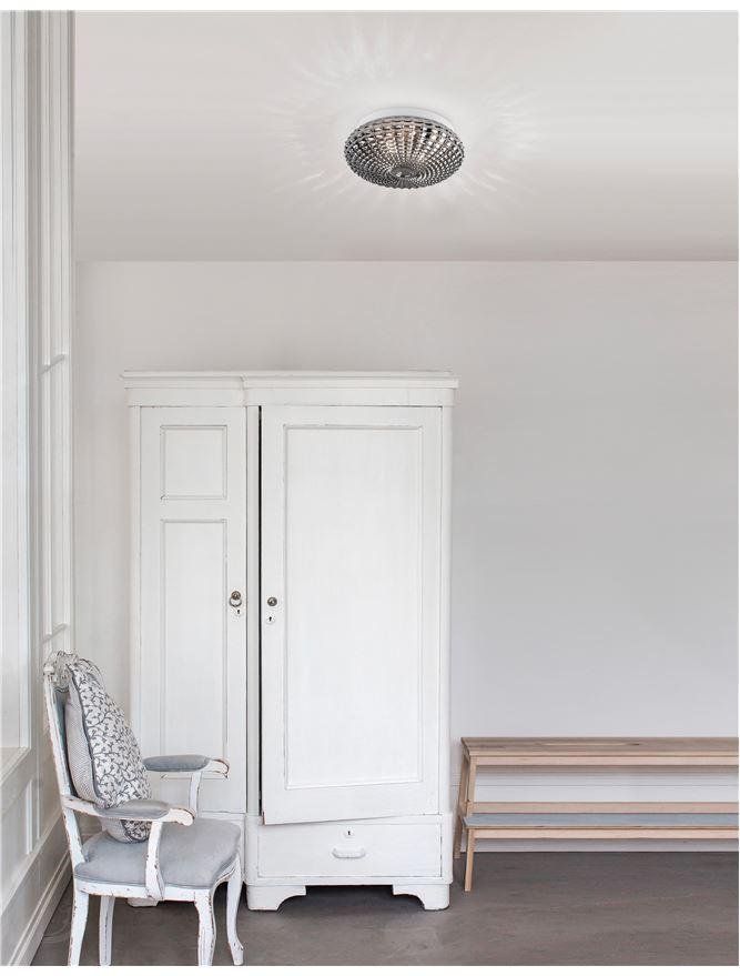 NV 9738254 Stropní svítidlo CLAM kouřové chromové sklo bílý kov E27 2x12W 230V IP44 bez žárovky - NOVA LUCE
