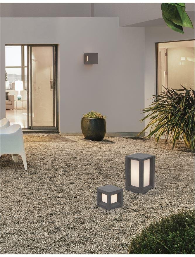NV 9739351 Venkovní sloupkové svítidlo CASTRO šedý pískovec a akryl E27 1x12W bez žárovky 100-240V IP65 - NOVA LUCE