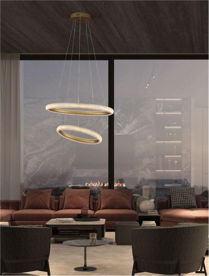 NV 9748156 Závěsné svítidlo MEDORA mosazný zlatý hliník a akryl LED 41.5W 230V 3000K IP20 stmívatelné - NOVA LUCE