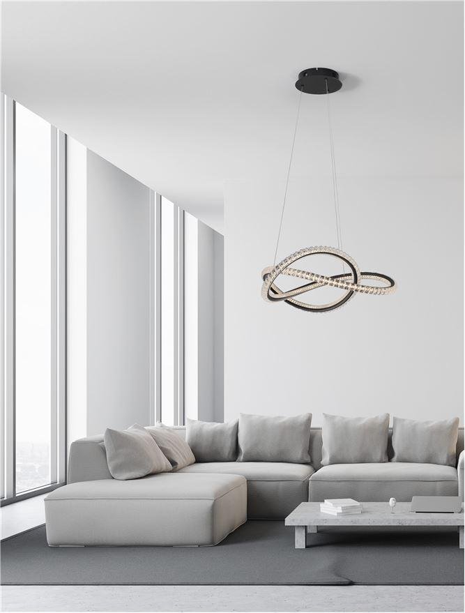 NV 9748160 Závěsné svítidlo GINEVRA černý hliník a akryl LED 56W 230V 3000K IP20 stmívatelné - NOVA LUCE