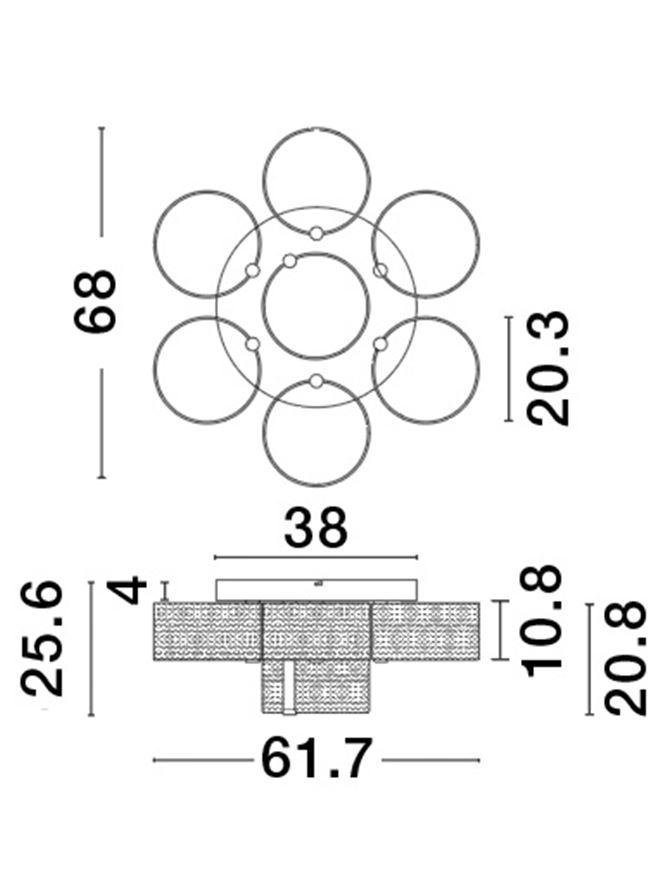 NV 9756713 Stropní svítidlo GATLIN mosazný zlatý kov a akryl LED 41W 230V 3000K IP20 stmívatelné - NOVA LUCE (obrázek 7)