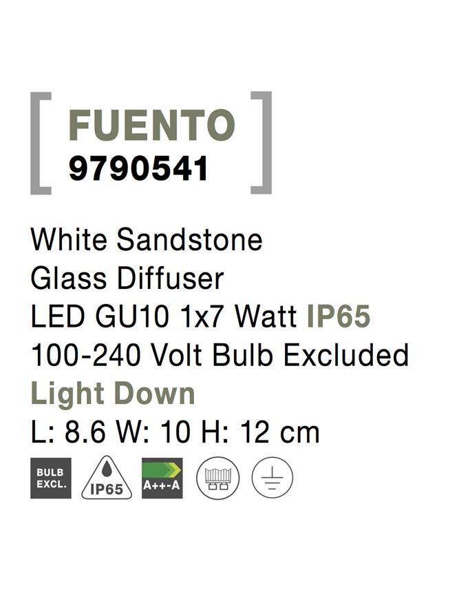 NV 9790541 Venkovní nástěnné svítidlo FUENTO bílý pískovec skleněný difuzor GU10 1x7W IP65 100-240V bez žárovky světlo dolů - NOVA LUCE (obrázek 7)