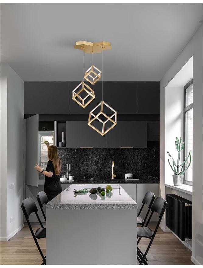 NV 9818232 Závěsné svítidlo GABBIA zlatý hliník a silikon LED 110W 230V 3000K IP20 stmívatelné - NOVA LUCE