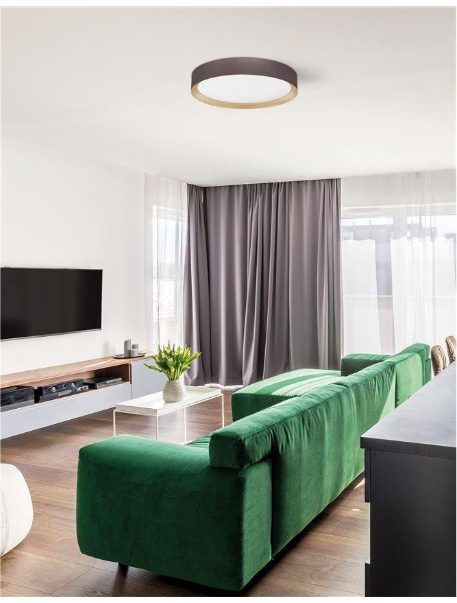 NV 9818451 Stropní svítidlo LUTON kávově hnědý hliník matný bílý akrylový difuzor LED 47W 230V 3000K IP20 - NOVA LUCE