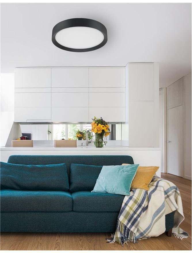 NV 9818452 Stropní svítidlo LUTON černý hliník matný bílý akrylový difuzor LED 47W 230V 3000K IP20 - NOVA LUCE