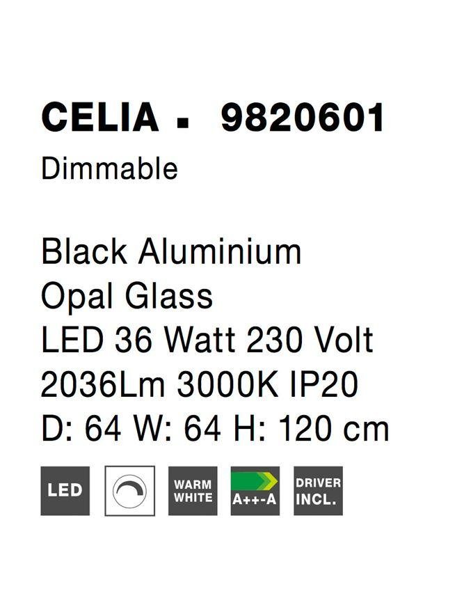 NV 9820601 Závěsné svítidlo CELIA stmívatelné černý hliník opálové sklo LED 36W 230V 3000K IP20 stmívatelné - NOVA LUCE (obrázek 7)