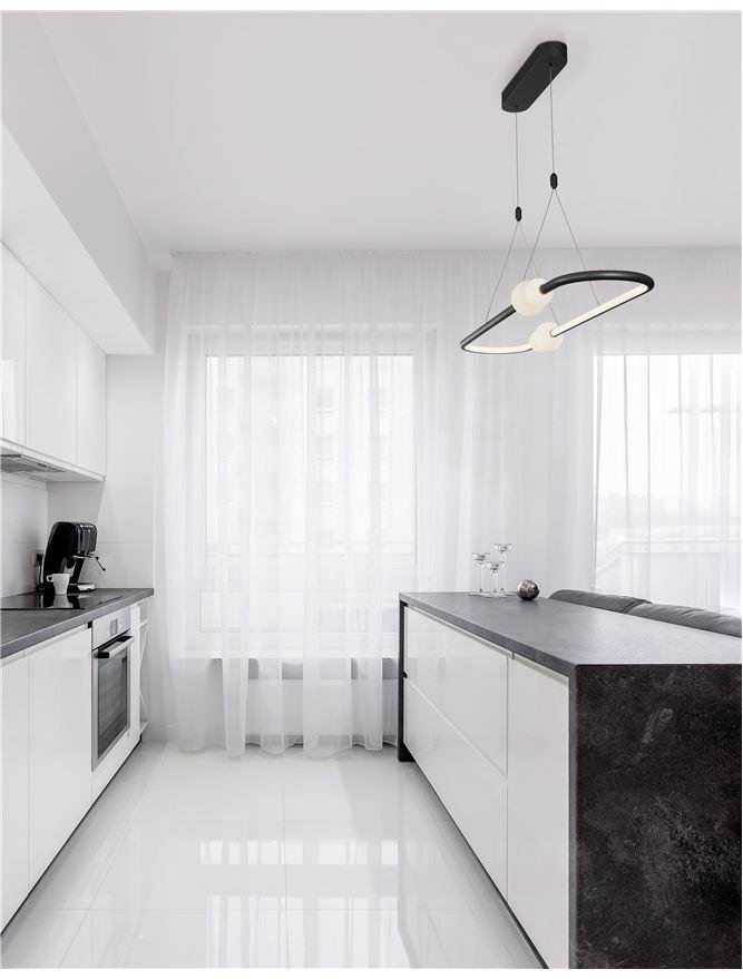 NV 9820603 Závěsné svítidlo CELIA stmívatelné černý hliník opálové sklo LED 44.2W 230V 3000K IP20 stmívatelné - NOVA LUCE