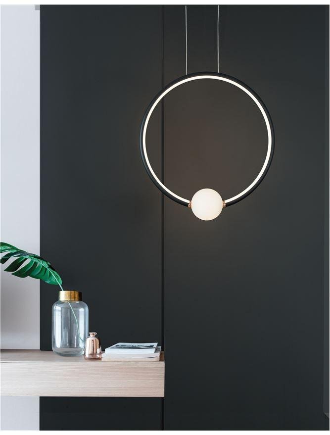 NV 9820605 Závěsné svítidlo CELIA stmívatelné černý hliník opálové sklo LED 25.6W 230V 3000K IP20 stmívatelné - NOVA LUCE