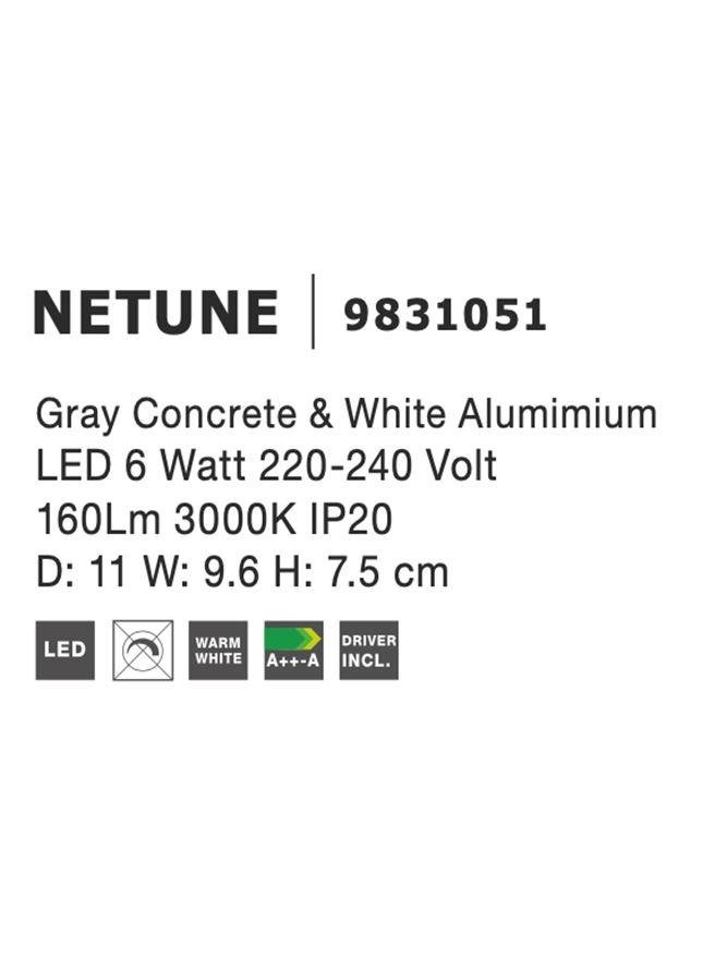 NV 9831051 Nástěnné svítidlo NETUNE šedý beton a bílý hliník LED 6W 220-240V 3000K IP20 - NOVA LUCE (obrázek 6)