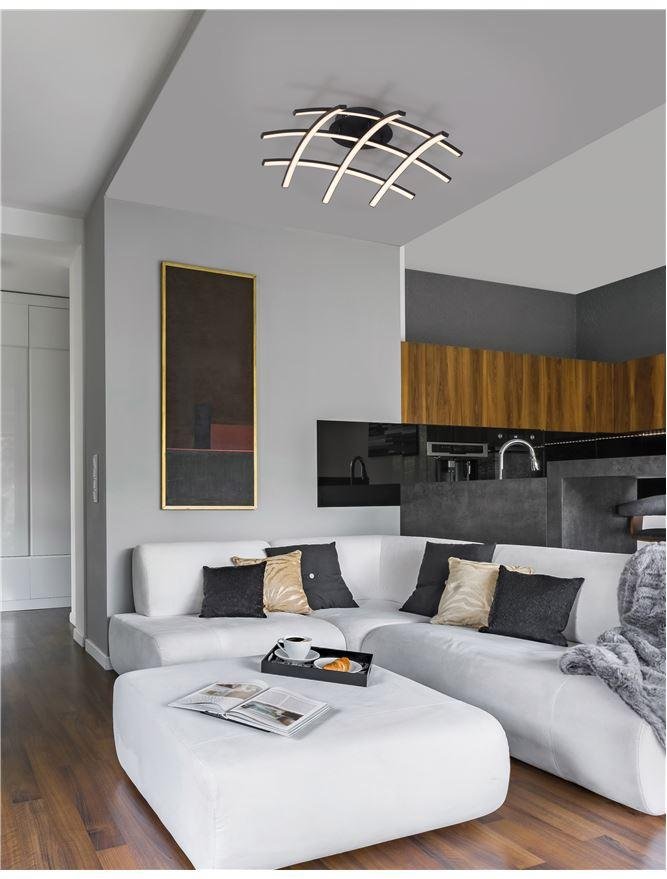 Levně NV 9848136 Stropní svítidlo NARVI černý hliník a akryl LED 36W 230V 3000K IP20 stmívatelné - NOVA LUCE