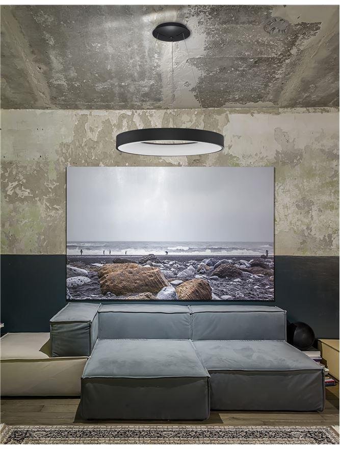 NV 9853044 Závěsné svítidlo RANDO SMART černý hliník a akryl LED 50W 230V 3000K - 4000K IP20 Tuya stmívatelné - NOVA LUCE
