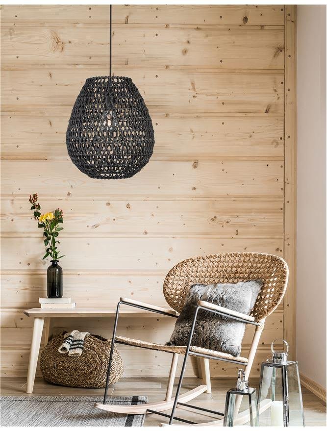 NV 9858713 Závěsné svítidlo GRIFFIN černý papír černý kabel E27 1x12W 230V IP20 bez žárovky - NOVA LUCE