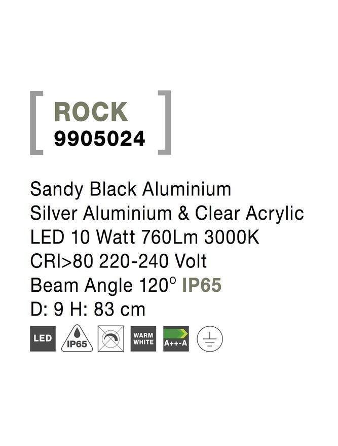 NV 9905024 Venkovní sloupkové svítidlo ROCK černý hliník stříbrný hliník a čirý akryl LED 8W 3000K 220-240V 120st. IP65 - NOVA LUCE (obrázek 7)