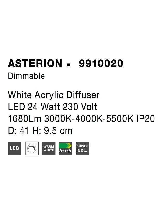 NV 9910020 Stropní svítidlo ASTERION bílý akrylový difuzor LED 2x24W 230V 3000K-4000K-5500K IP20 stmívatelné - NOVA LUCE (obrázek 6)