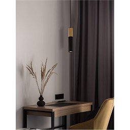 Obrázek pro produkt Závěsné svítidlo POGNO černá a zlatý hliník GU10 1x10W IP20 220-240V bez žárovky - NOVA LUCE
