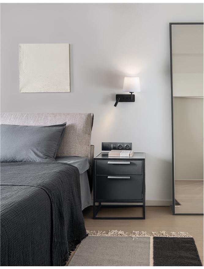NV 9919151 Nástěnné svítidlo SAVONA bílá / černá, vypínač na těle, 3W 3000K + E27 12W bez žárovky - NOVA LUCE