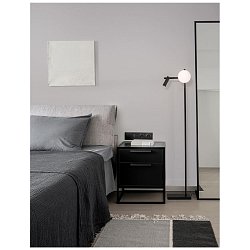 Obrázek pro produkt Stojací lampa JOLINE černý kov a hliníkbílé opálové sklo vypínač na těle LED 6W Samsung 1x3W 230V 3200K čtecí lampička IP20 - NOVA LUCE
