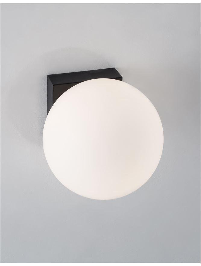 Levně NV 9919601 Nástěnné svítidlo JOLINE černý kov a hliník bílé opálové sklo vypínač na těle LED 1x6W 230V 3200K IP20 - NOVA LUCE
