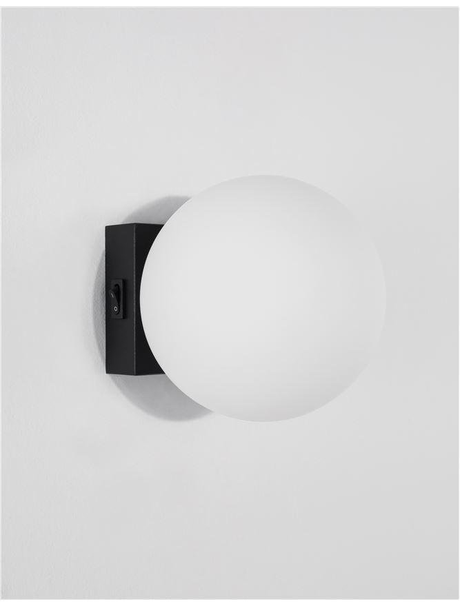 NV 9919601 Nástěnné svítidlo JOLINE černý kov a hliník bílé opálové sklo vypínač na těle LED 1x6W 230V 3200K IP20 - NOVA LUCE (obrázek 3)