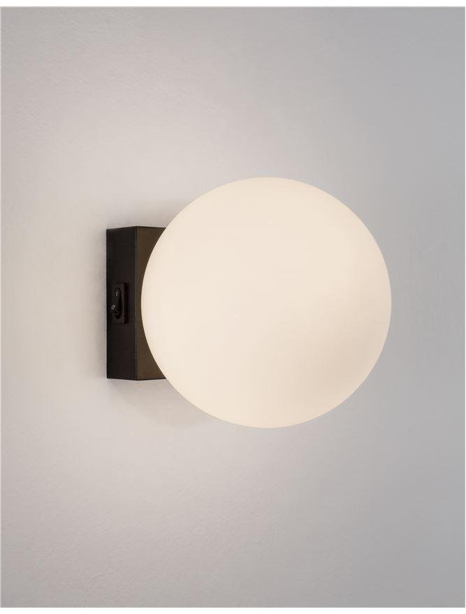 NV 9919601 Nástěnné svítidlo JOLINE černý kov a hliník bílé opálové sklo vypínač na těle LED 1x6W 230V 3200K IP20 - NOVA LUCE (obrázek 4)
