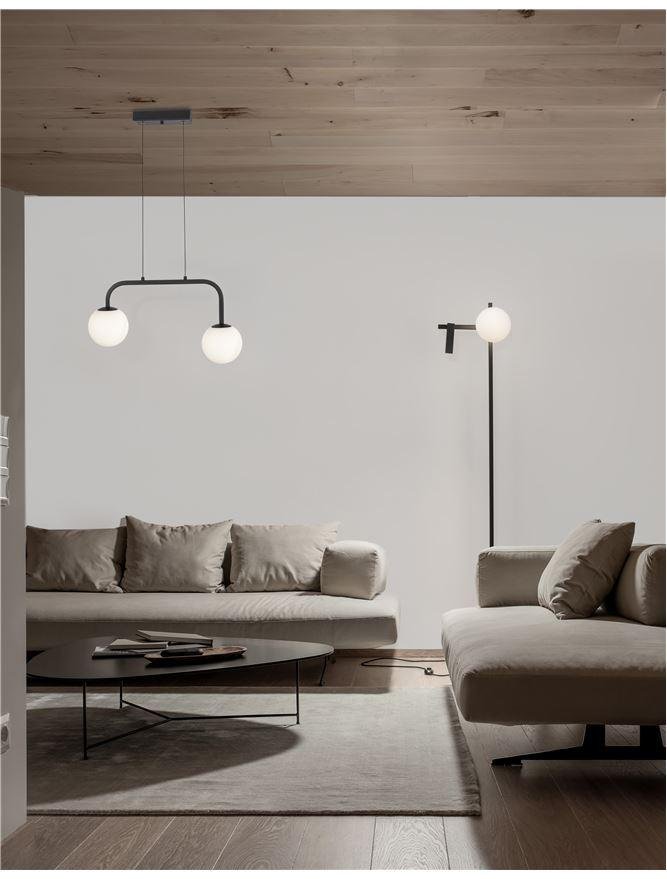 NV 9919602 Závěsné svítidlo JOLINE černý kov a hliník bílé opálové sklo LED 16W 240V 3200K IP20 - NOVA LUCE