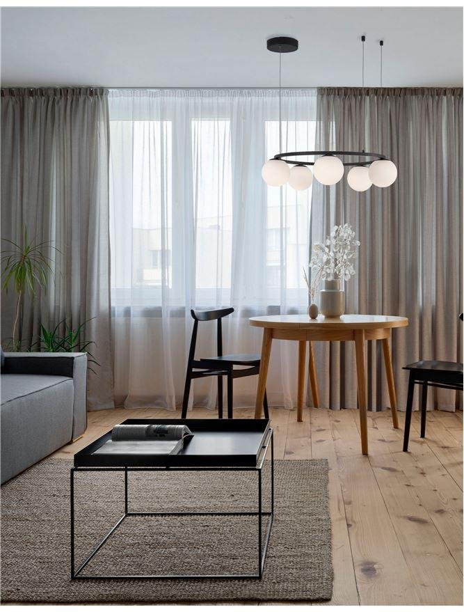 NV 9919603 Závěsné svítidlo JOLINE černý kov a hliník bílé opálové sklo LED 40W 240V 3200K IP20 - NOVA LUCE