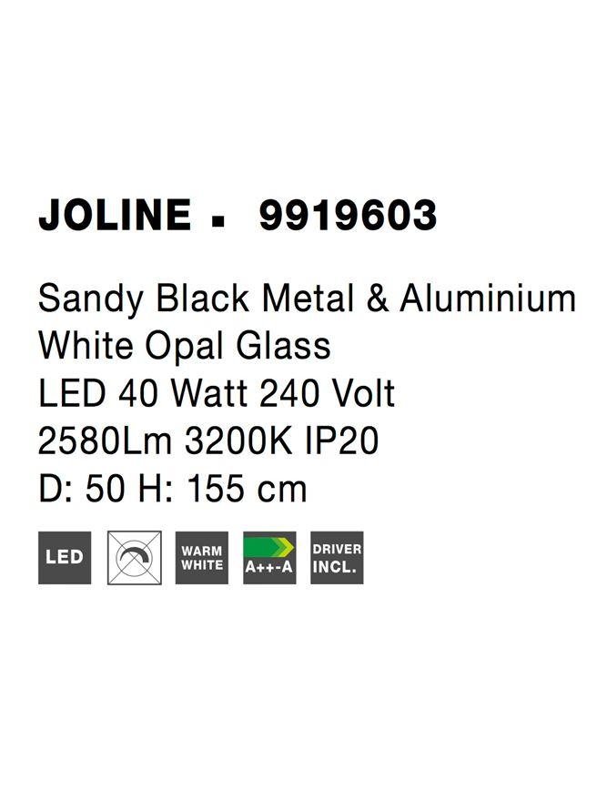NV 9919603 Závěsné svítidlo JOLINE černý kov a hliník bílé opálové sklo LED 40W 240V 3200K IP20 - NOVA LUCE (obrázek 7)