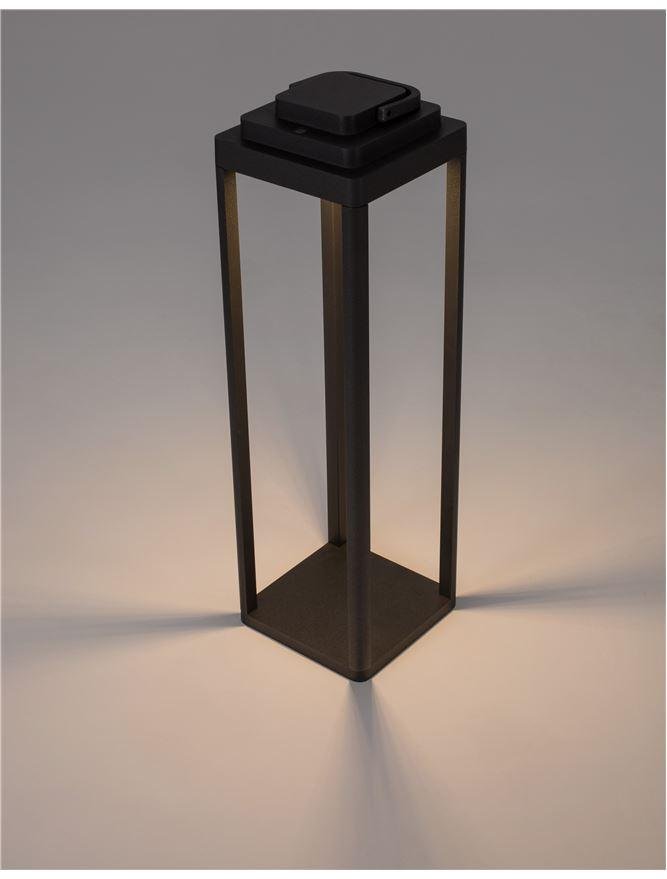 NV 9923500 Venkovní stolní lampa FIGI antracitový hliník LED 2W 3000K 5V DC 108st. IP65 dotykový vypínač / baterie / USB kabel / stmívatelné - NOVA LUCE