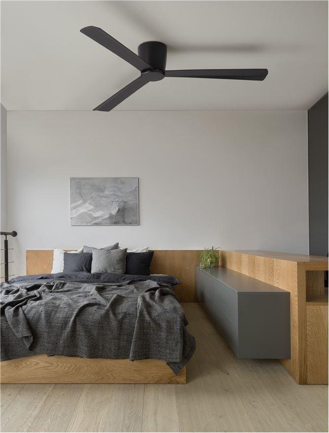 NV 9952330 AKCE - Stropní ventilátor DELL tělo z hliníku matná černá 3ABS dřevěné listy - NOVA LUCE