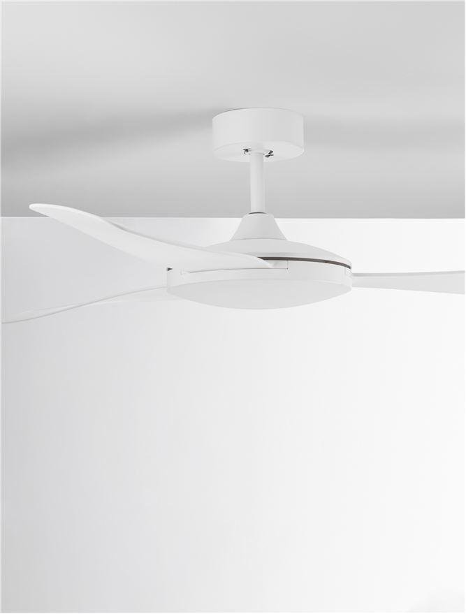 NV 9952360 Stropní ventilátor BLAIRE tělo z hliníku matná bílá a sklo 3ABS bílé listy - NOVA LUCE