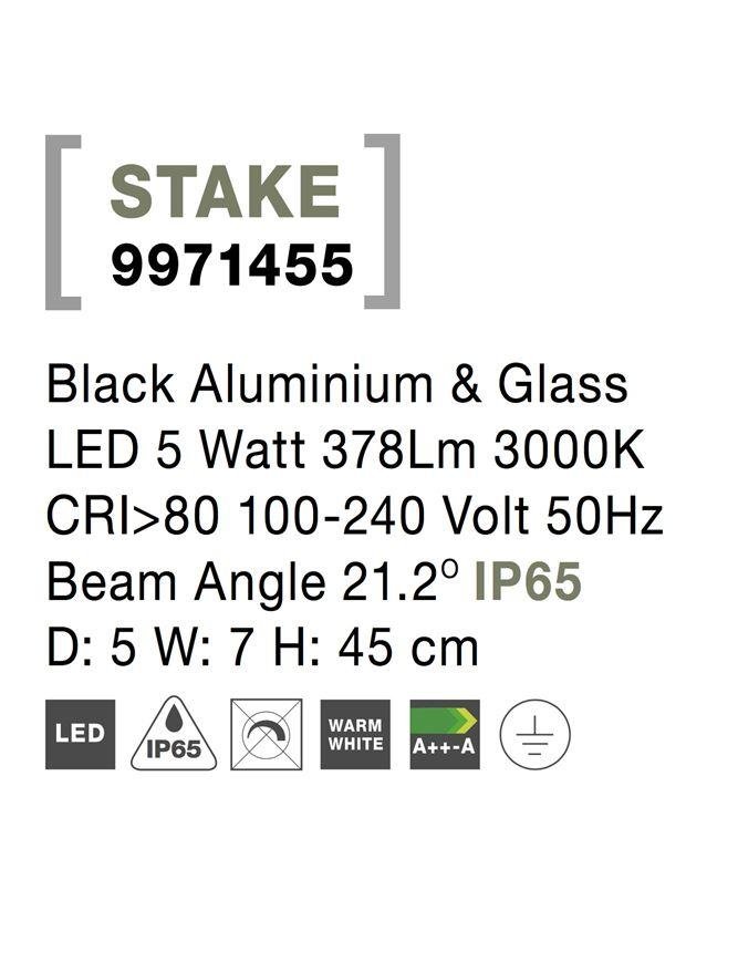 NV 9971455 Venkovní svítidlo s bodcem STAKE černý hliník a sklo LED 5W 3000K 100-240V 21st. IP65 - NOVA LUCE (obrázek 3)