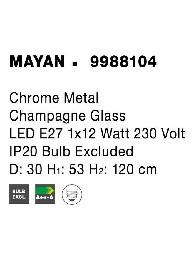 NV 9988104 Závěsné svítidlo MAYAN chromovaný kov šampaň sklo E27 1x12W 230V IP20 bez žárovky - NOVA LUCE (obrázek 5)