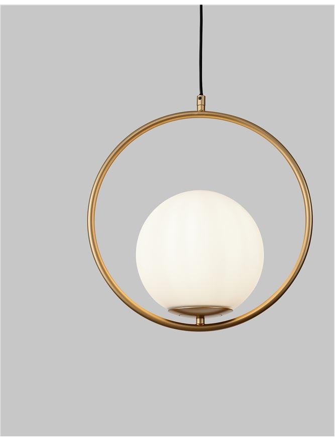NV 9988169 Závěsné svítidlo OBITAR opálové sklo mosazný zlatý kov E27 1x12W 230V IP20 bez žárovky - NOVA LUCE