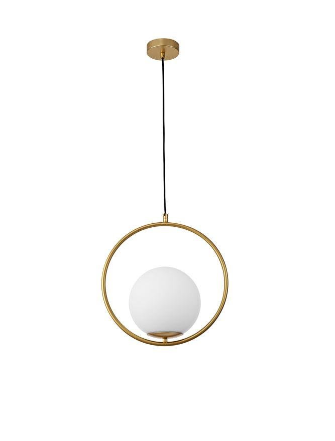 NV 9988169 Závěsné svítidlo OBITAR opálové sklo mosazný zlatý kov E27 1x12W 230V IP20 bez žárovky - NOVA LUCE (obrázek 2)