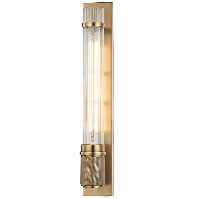 Levně HVLG 1200-AGB-CE Nástěnné svítidlo SHAW ocel/sklo staromosaz/čirá E27 1x6W - HUDSON VALLEY