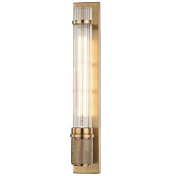 Obrázek pro produkt Nástěnné svítidlo SHAW ocel/sklo staromosaz/čirá E27 1x6W - HUDSON VALLEY