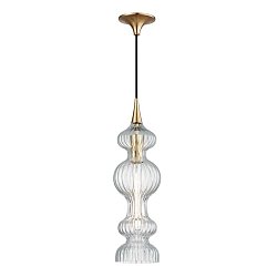 Obrázek pro produkt Závěsné svítidlo POMFRET ocel/sklo staromosaz/čirá E27 1x40W - HUDSON VALLEY