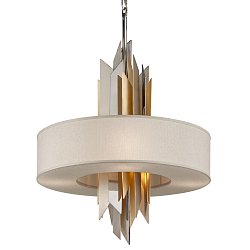 Obrázek pro produkt Závěsné svítidlo MODERNIST kov/textil stříbrná/zlatá/slonovinová E14 6x40W - HUDSON VALLEY (Corbettt)