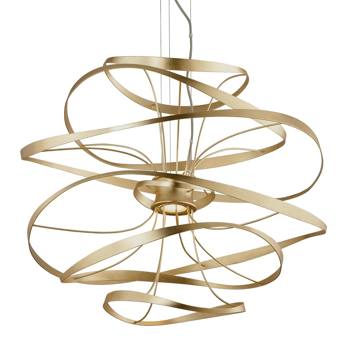 HVLG 216-43-CE Závěsné svítidlo CALLIGRAPHY kov/sklo zlatá/čirá LED 24W 2700K stmívatelné - HUDSON VALLEY (Corbettt)