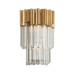 Obrázek pro produkt Nástěnné svítidlo CHARISMA ocel/hliník/křišťál zlatá/čirá E14 2x8W - HUDSON VALLEY (Corbettt)