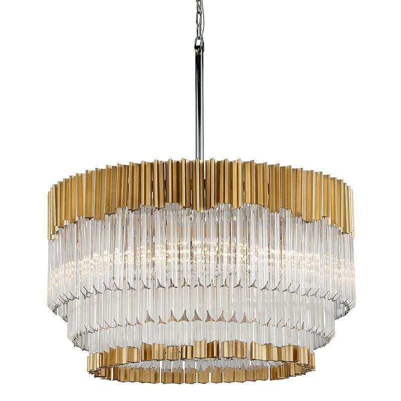 Levně HVLG 220-48-CE Závěsné svítidlo CHARISMA ocel/hliník/křišťál zlatá/čirá E14 8x40W - HUDSON VALLEY (Corbettt)