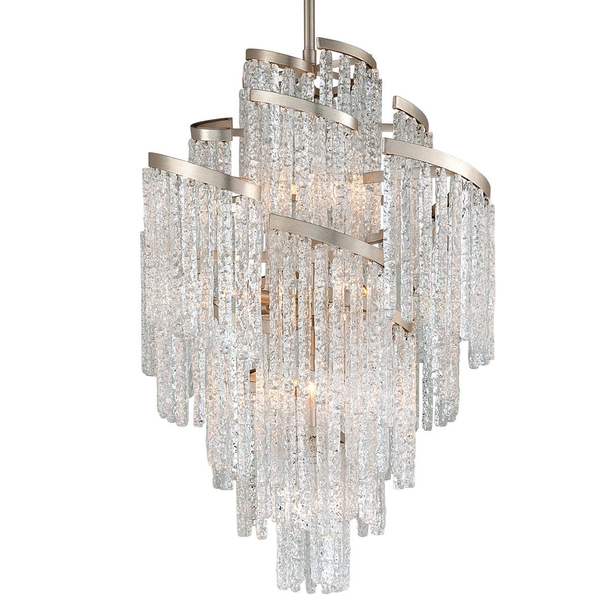 Levně HVLG 243-413-CE Závěsné svítidlo MONT BLANC kov/benátské sklo stříbrná/čirá E14 13x40W - HUDSON VALLEY (Corbettt)