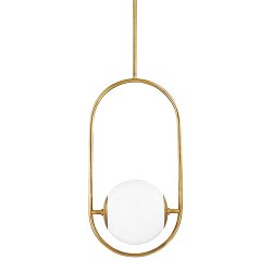 Obrázek pro produkt Závěsné svítidlo EVERLEY mosaz/sklo mosaz/opál E27 1x40W - HUDSON VALLEY (Corbettt)