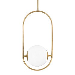 Obrázek pro produkt Závěsné svítidlo EVERLEY mosaz/sklo mosaz/opál E27 1x40W - HUDSON VALLEY (Corbettt)